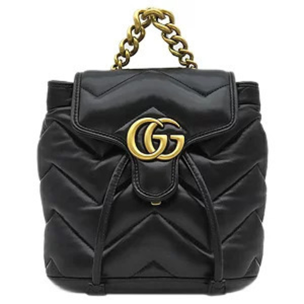 Gucci Marmont Daypack GG Black Rucksack Leather Quilted Backpack - Picture 2 of 6